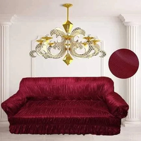 Aesthetic Elasticized Jersey Sofa Cover Set- Maroon