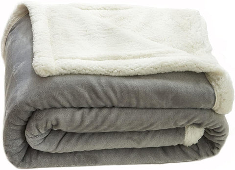 Grey Sherpa Patch Blanket