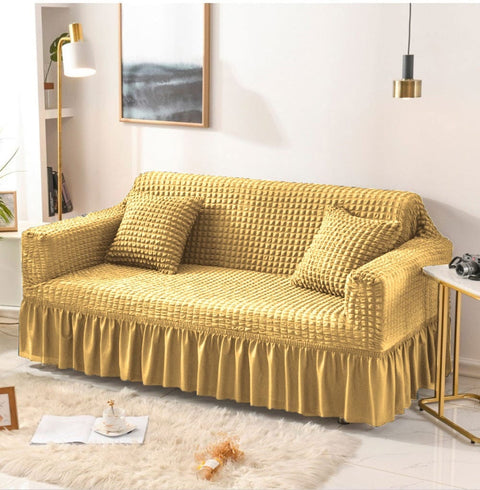Bubble Style Jersey Fitted Sofa Cover- Golden