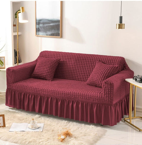 Bubble Style Jersey Fitted Sofa Cover- Maroon