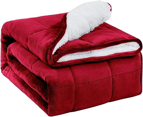 Wine Red Square Sherpa Blanket