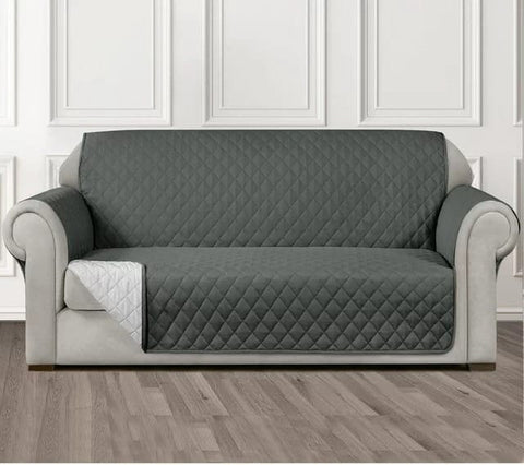 Grey Quilted Sofa Cover