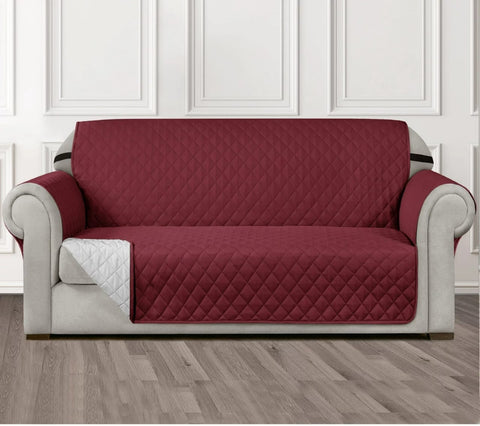 Maroon Quilted Sofa Cover