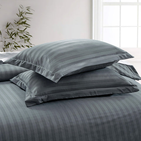 Luxury Stripe Comforter Set-Charcoal