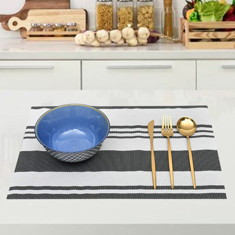 (Pack of 6) Black Line- Assorted PVC Table Mats