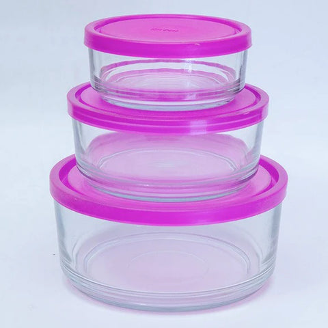 3Pcs Purple Round Glass Bowls