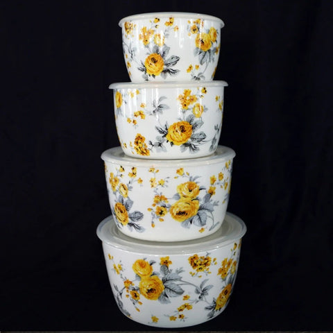 4Pcs Florid Ceramic Sealed Bowls