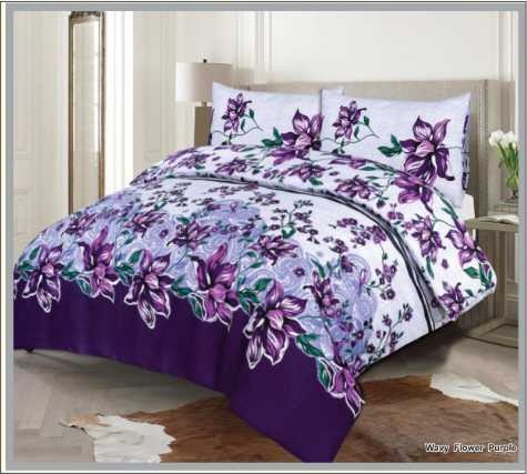 Wavy Purple Soft Cotton Floral Bedsheet