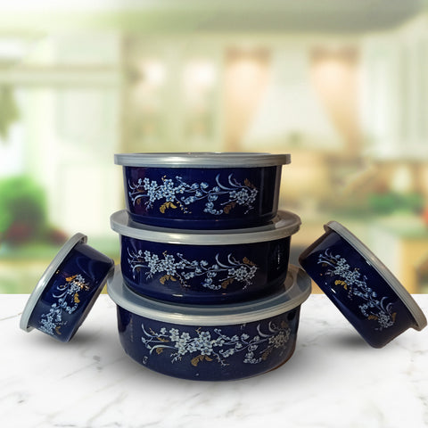 5Pcs Navy Blue Stainless Steel Bowls
