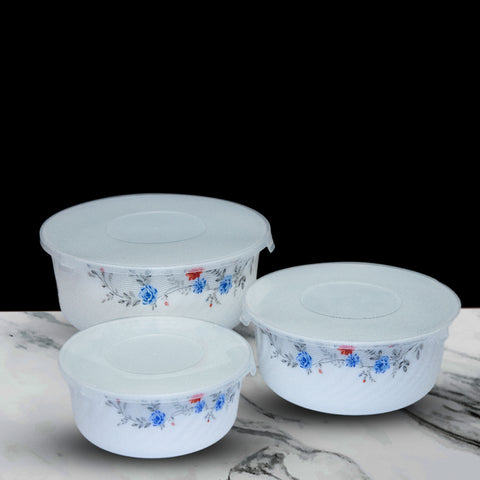 3Pcs Blue Floral Marble Bowls