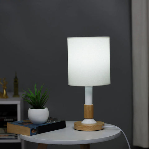 White Cottage Wooden Base Table Lamp