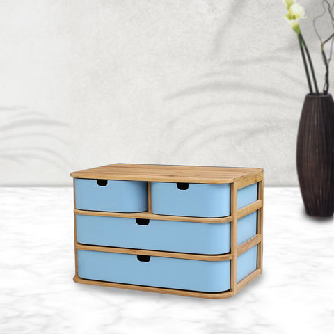 4 Drawer Bamboo Wooden Storage Box