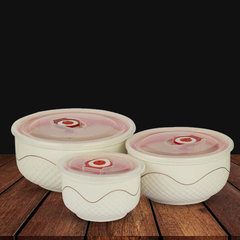 3Pcs Embossed Ceramic Bowls