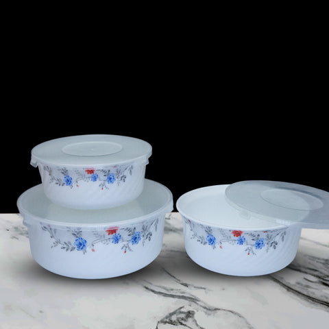 3Pcs Blue Floral Marble Bowls