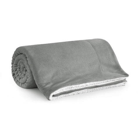 Silver Sherpa Throw Blanket