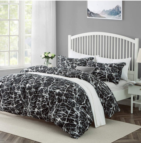 Black Marble Pattern Soft Cotton Bedsheet