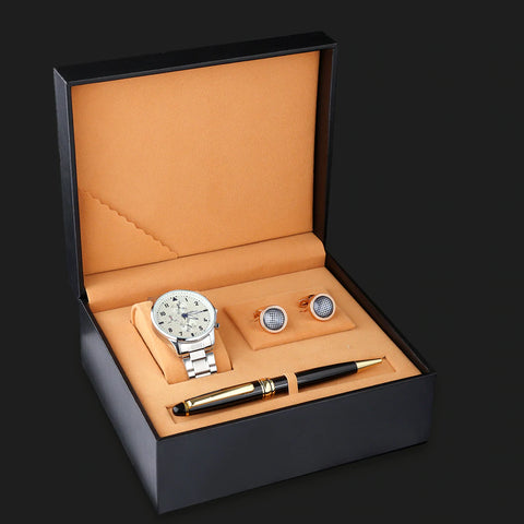 Men's Stainless Steel wrist Watch Gift Set