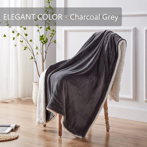 Charcoal Sherpa Throw Blanket