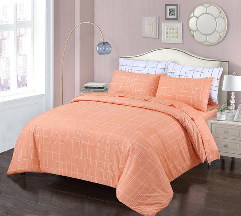 Peach Tile Pattern Soft Cotton Bedsheet