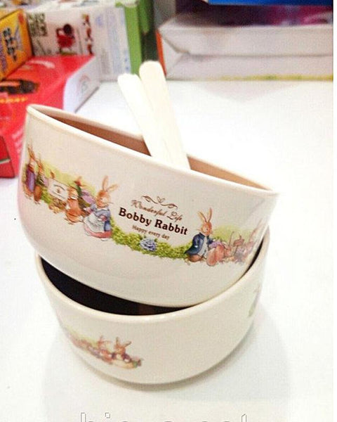 4Pcs Bobby Rabbit Plastic Bowls