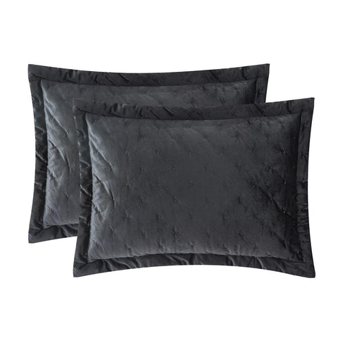 Crushed Velvet Black Bedspread Set