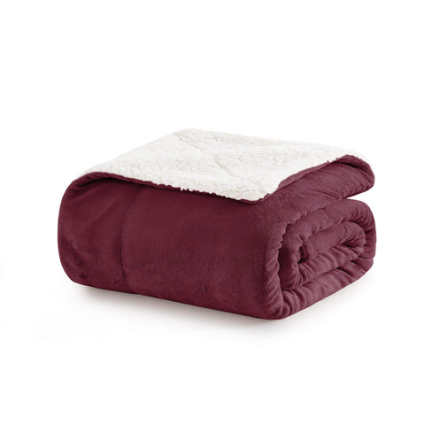 Burgundy Sherpa Throw Blanket