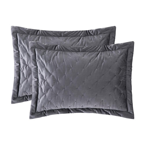 Crushed Velvet Grey Bedspread Set