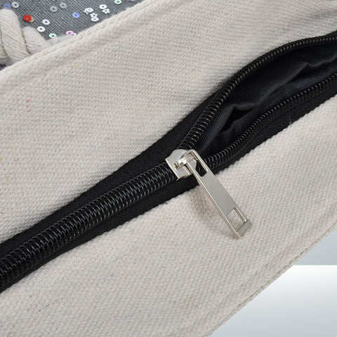 Grey Ladies Glitter Tote Design Shoulder Bag