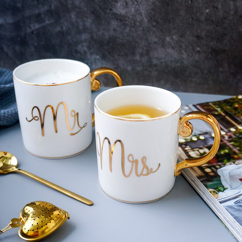 Mr And Mrs Paired Gold Mugs