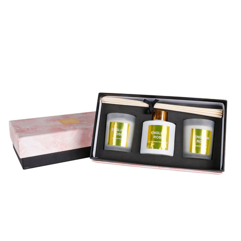 3Pcs Pastel Fragrance Room Diffuser With Sticks And Scented Candles