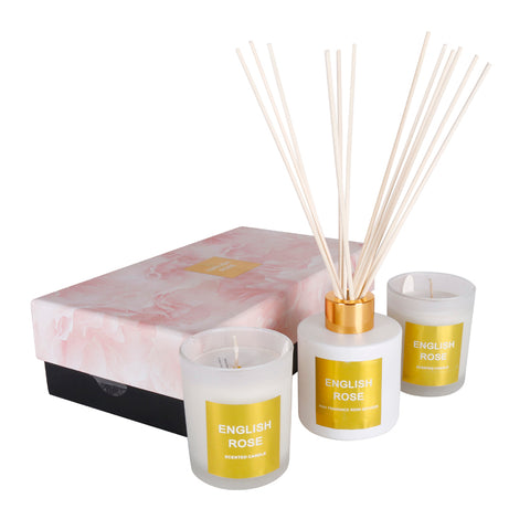 3Pcs Pastel Fragrance Room Diffuser With Sticks And Scented Candles