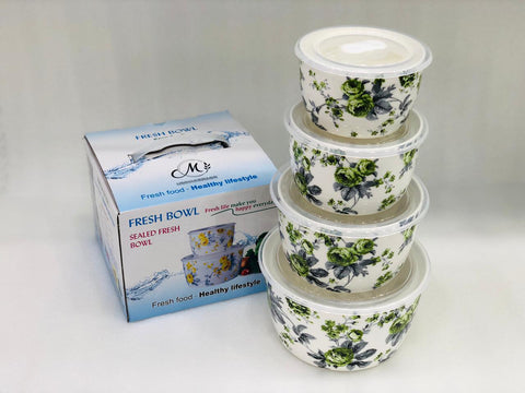 4Pcs Floret Ceramic Sealed Bowls