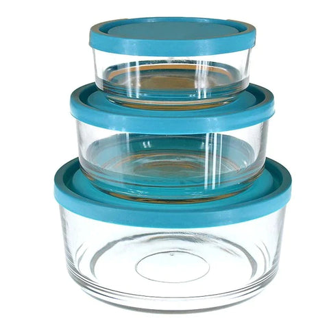 3pcs Blue Glass Bowl Set
