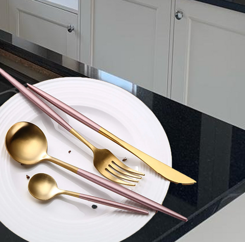 4Pcs Stainless Steel Pink Cutlery Set