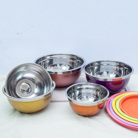 5Pcs Multicolor Stainless Steel Bowls