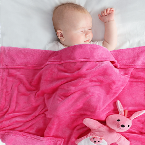 Serene Baby Blanket Ruby Pink With Hand Bunny Puppet