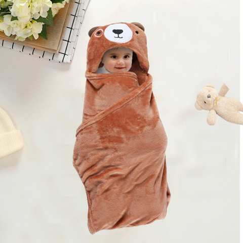 Sheath Grizzly Bear Brown Fleece Hoodie Baby Blanket