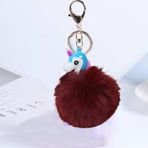 Fluffy Ball hanging Keychain-  Sea Horse Character