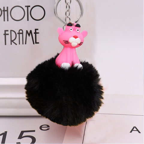 Fluffy Ball hanging Keychain-Pink Panther Character