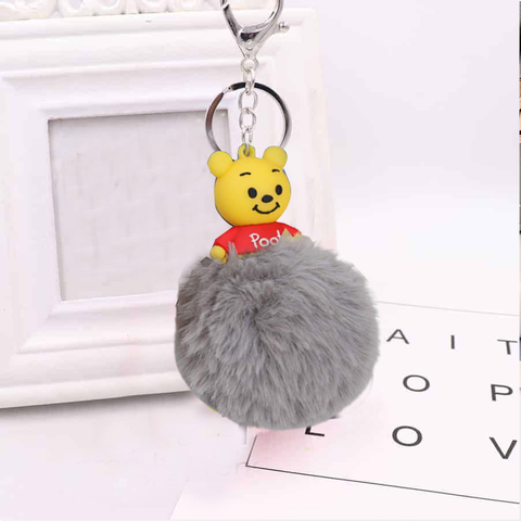 Fluffy Ball hanging Keychain-Pooh Character