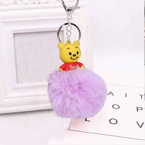 Fluffy Ball hanging Keychain-Pooh Character