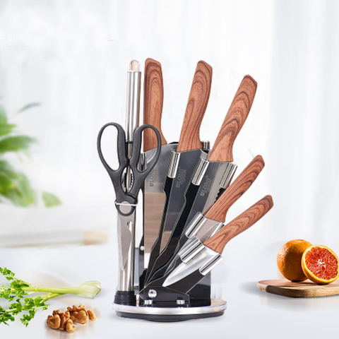 8 Pieces- Stainless steel Knife Set With Wooden Handle & Acrylic Holder
