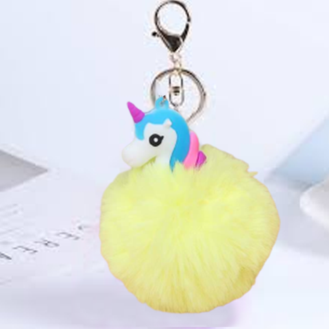 Fluffy Ball hanging Keychain-  Sea Horse Character