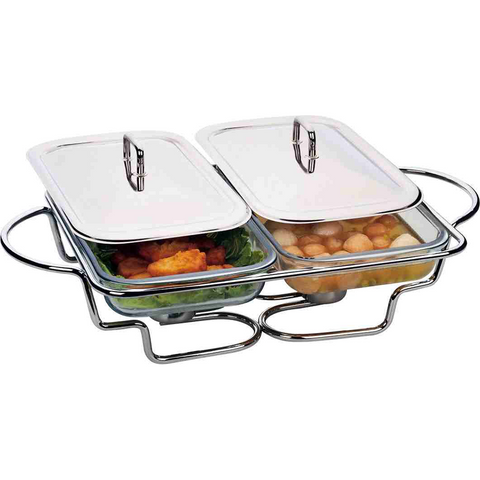 Glass Food Warmer With Stainless Steel Lid