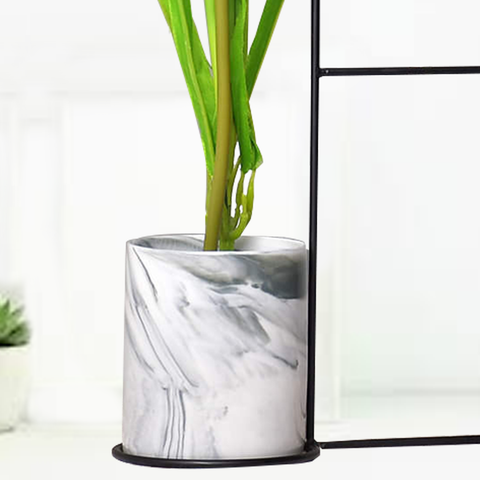 Black Photo Frame With Marble Pattern Flower Pot