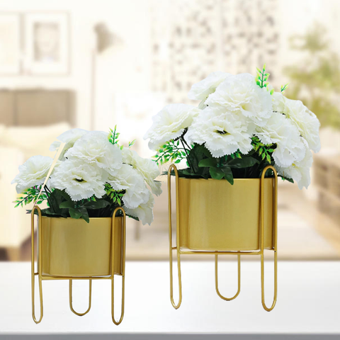 Gold Planter Flower Pot With Stand