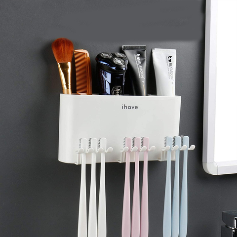 3 Section Plastic Toothbrush Caddy Korean Wall Mount Shine
