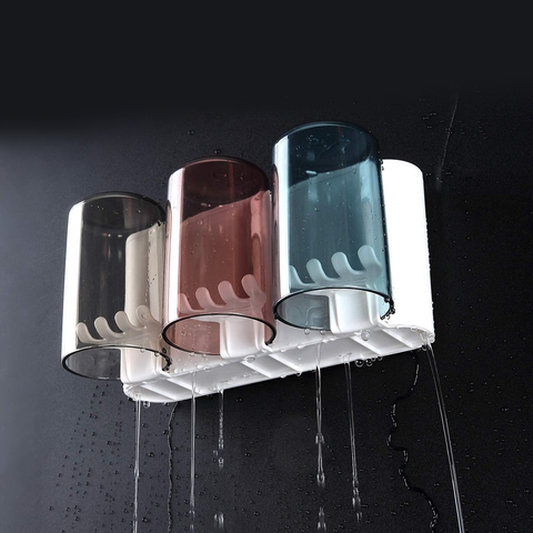 3 Section Plastic Toothbrush Caddy Korean Wall Mount Shine
