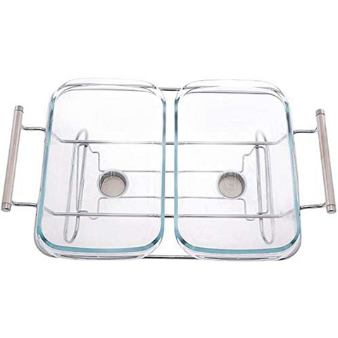 Prim Inox Double Glass Rectangular Food Warmer Set