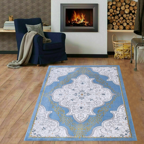 Egyptian Blue Thick And Cozy Floor Rug